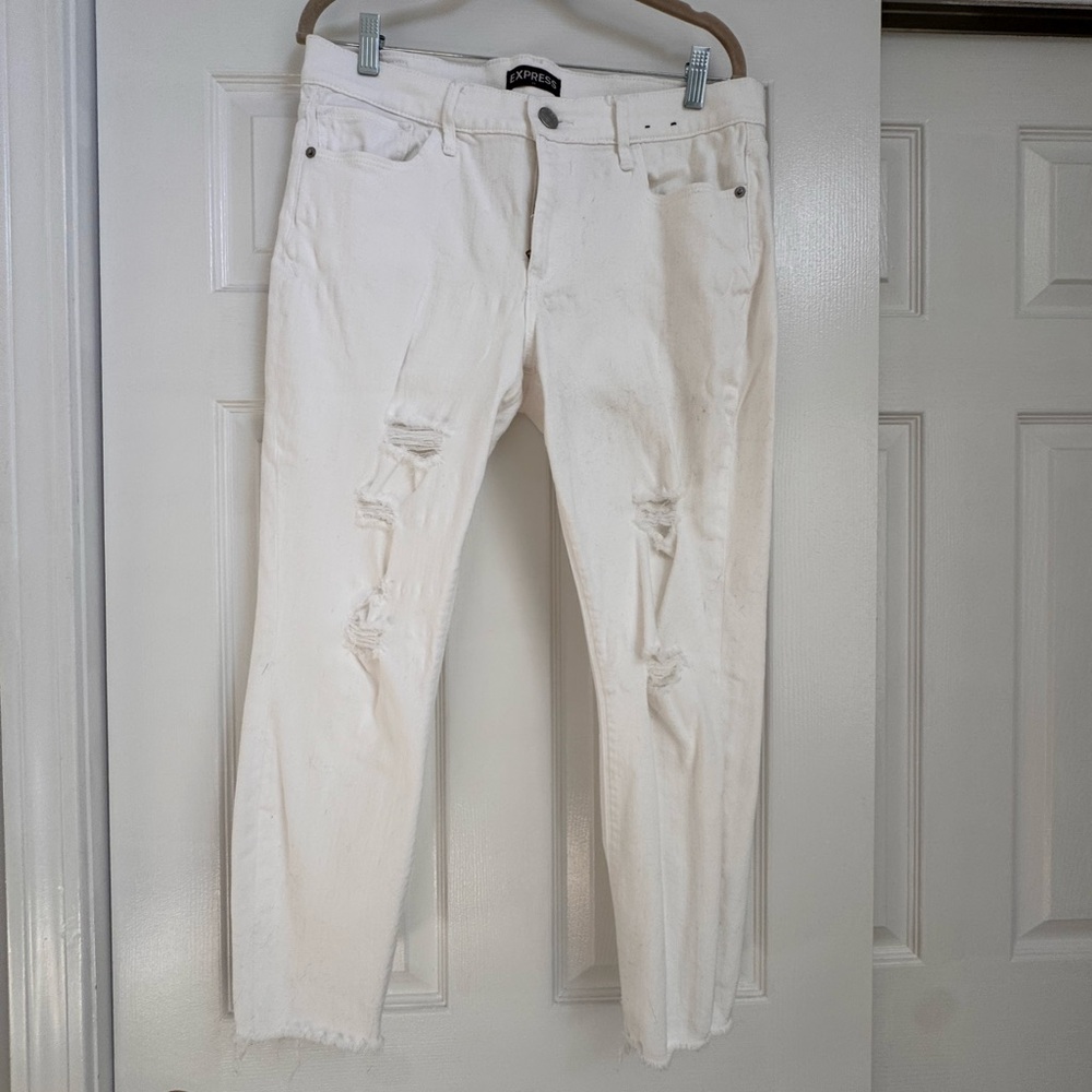 Express white jeans cropped legging mid rise 12!!